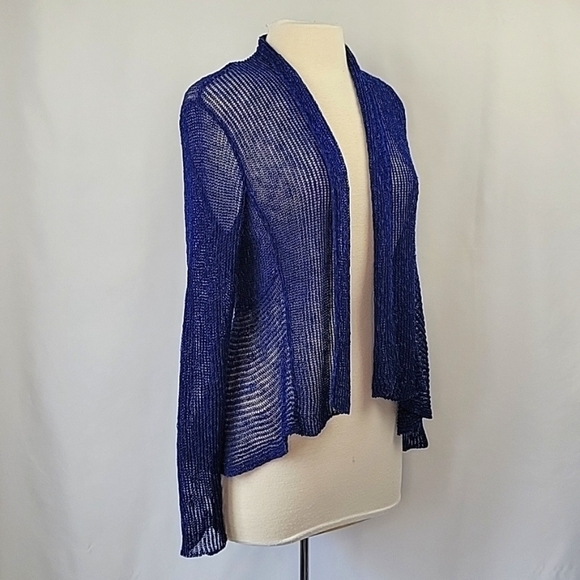 Eileen Fisher Open Waterfall Cardigan Royal Size Small - Picture 1 of 12